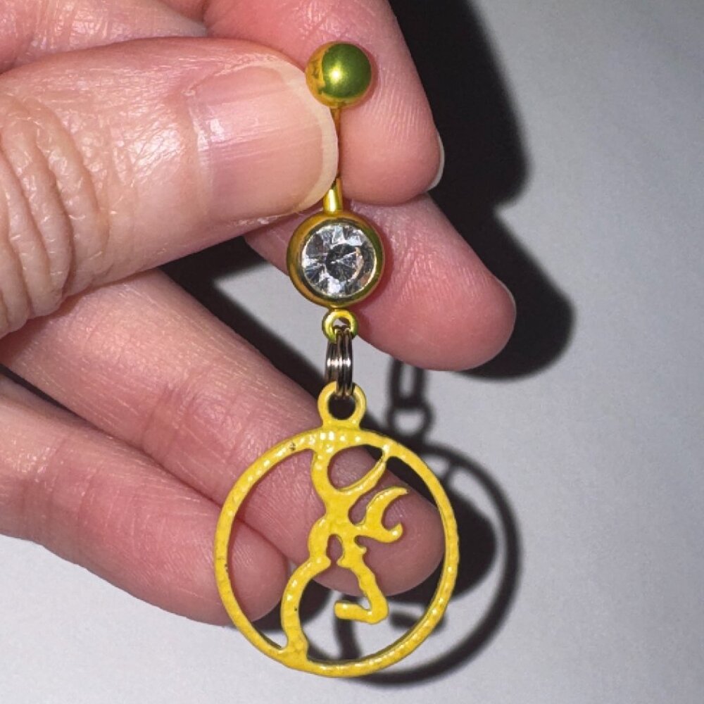 Yellow Titanium Browning Dangle Belly Ring